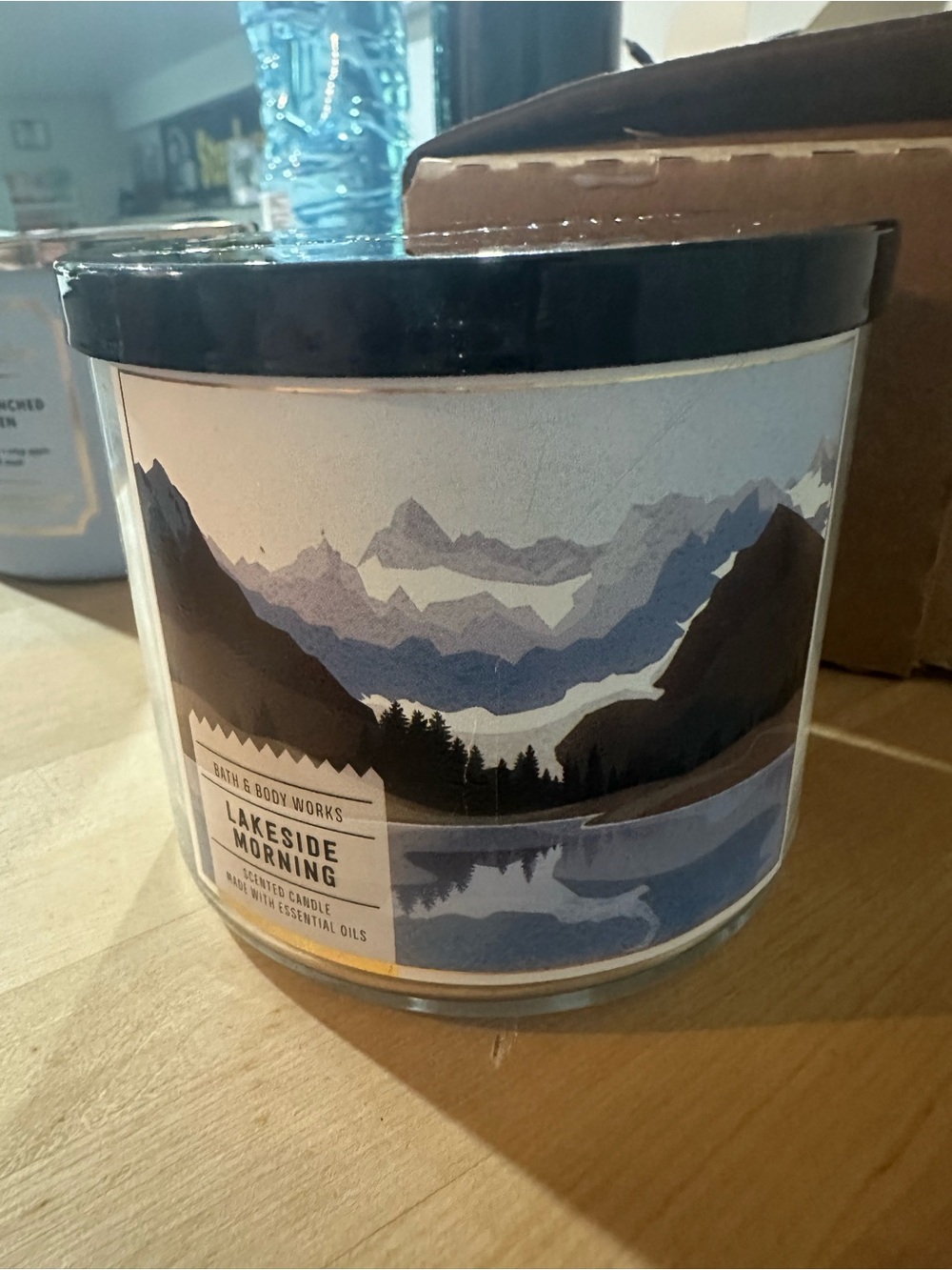 Bath & Body Works Blue and Black Lakeside Morning Candle